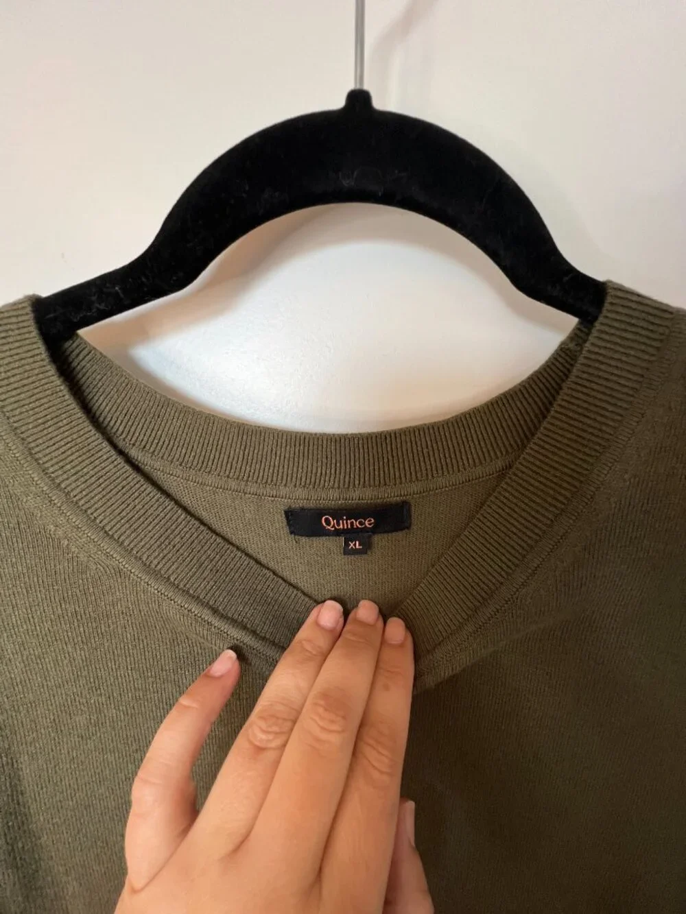 Quince XL Lightweight Cotton Cashmere Crew Sweater, Green - Picture 8 of 9